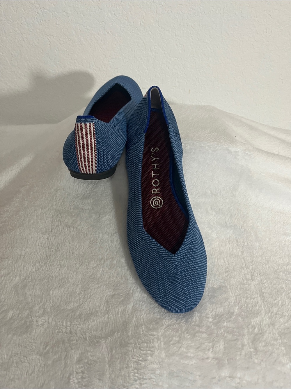 Rothy's Blue Knit Pointed-Toe Slip-On Flats - Picture 3 of 4